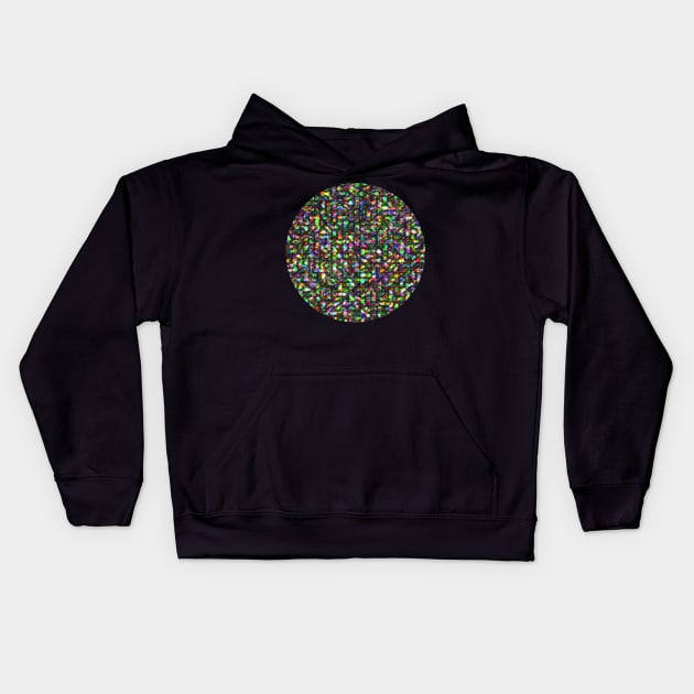 Abstract Fractal Colorful Aqua Red Yellow Green Black Opal Marbled Pattern Kids Hoodie by Aryxaba